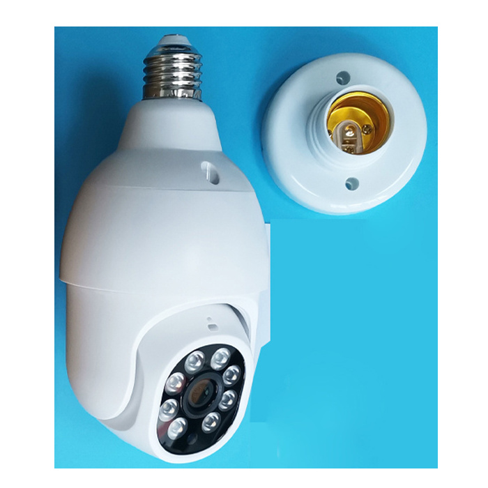 Wireless Security CCTV Camera E27 Led Bulb Lamp Holder with Monitor Tuya App for Outdoor and Indoor