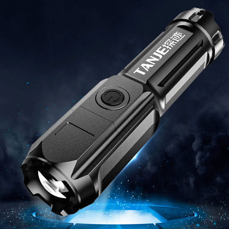 New ABS strong light zoom flashlight outdoor home multi-function portable home lighting small flashlight