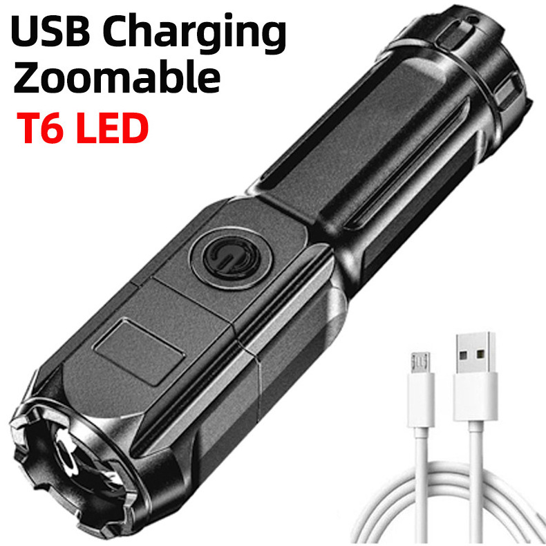 New ABS strong light zoom flashlight outdoor home multi-function portable home lighting small flashlight