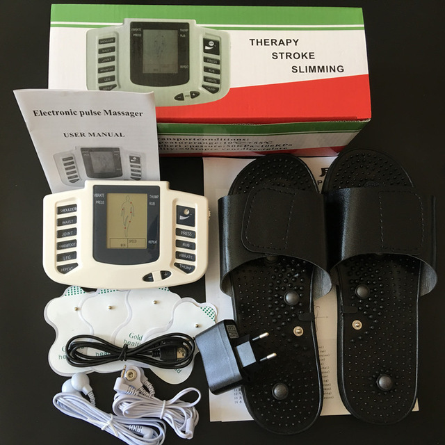 JR-309A Electronic pulse massager  body massager TENS UNIT EMS MACHINE Electrical Stimulator with electrode massage slipper