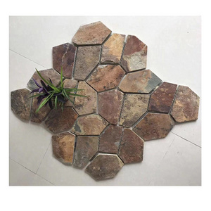 flagstone mesh mosaic rusty slate tiles paver