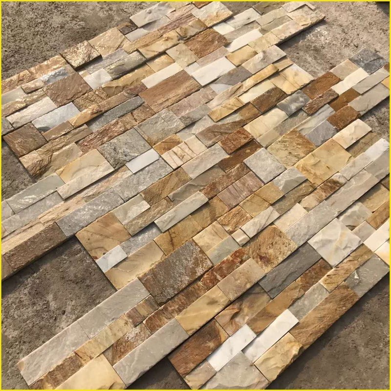 Exterior Natural Slate Stone Golden Cladding Stone Panel For Wall Decoration