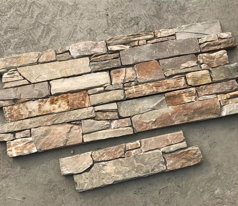 Exterior Natural Slate Stone Golden Cladding Stone Panel For Wall Decoration