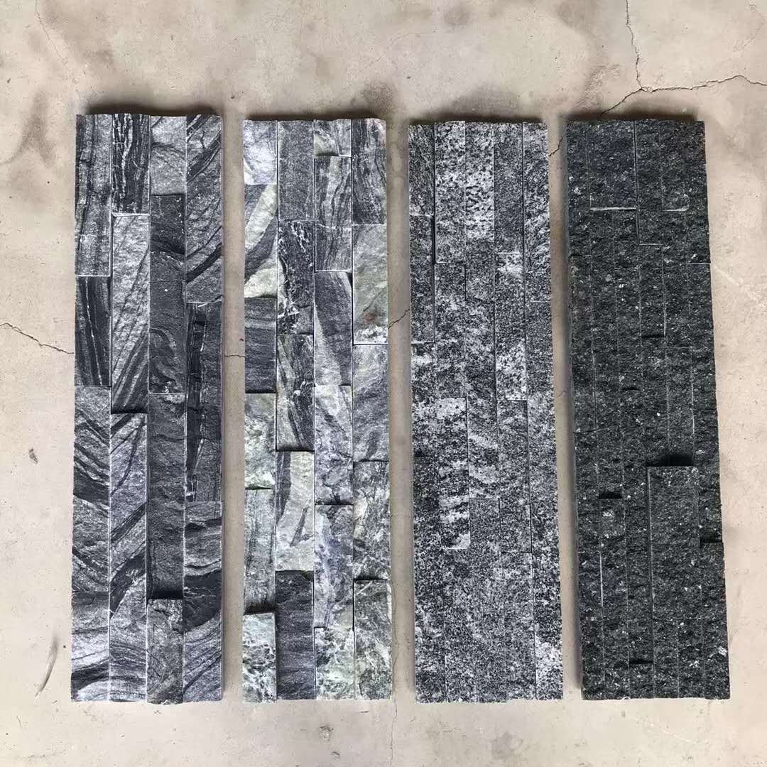 Black slate culture stone cladding exterior wall panel