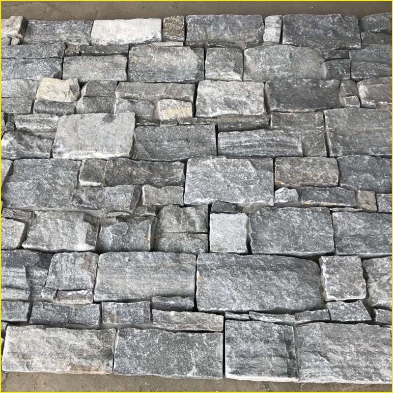 Slate Natural Stone Culture Stone Wall Cladding Veneer Ledge Panel Stacked Back With Cement