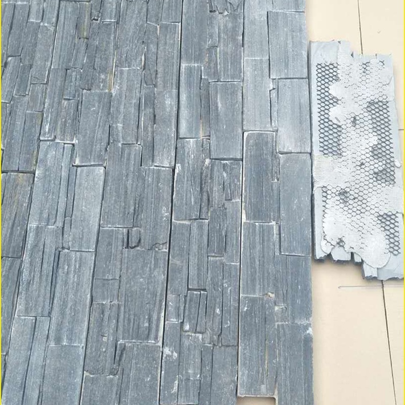 Slate Natural Stone Culture Stone Wall Cladding Veneer Ledge Panel Stacked Back With Cement