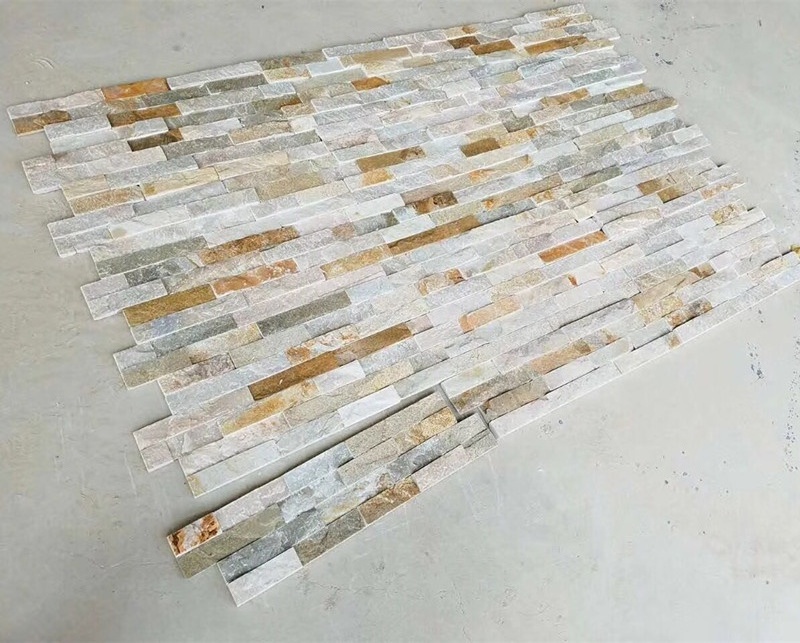 P014 beige loose landscaping stacked stone slate panels for wall