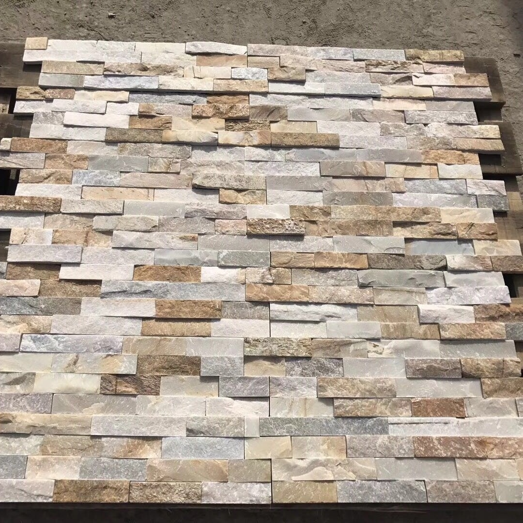 P014 beige loose landscaping stacked stone slate panels for wall