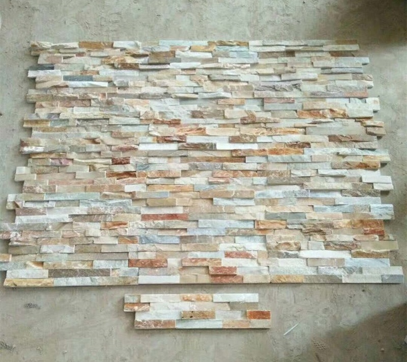 P014 beige loose landscaping stacked stone slate panels for wall