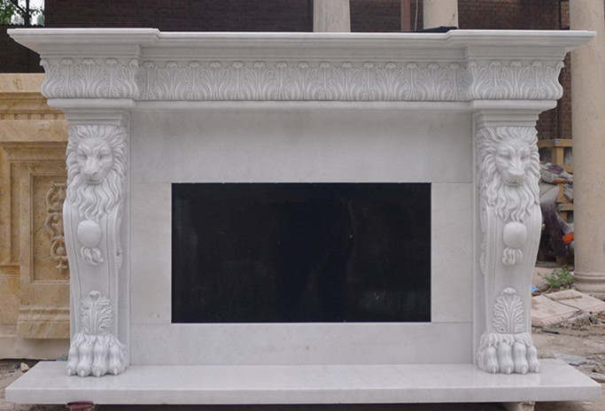 Indoor Use Fireplace Mantle of Natural Stone Marble Fireplace