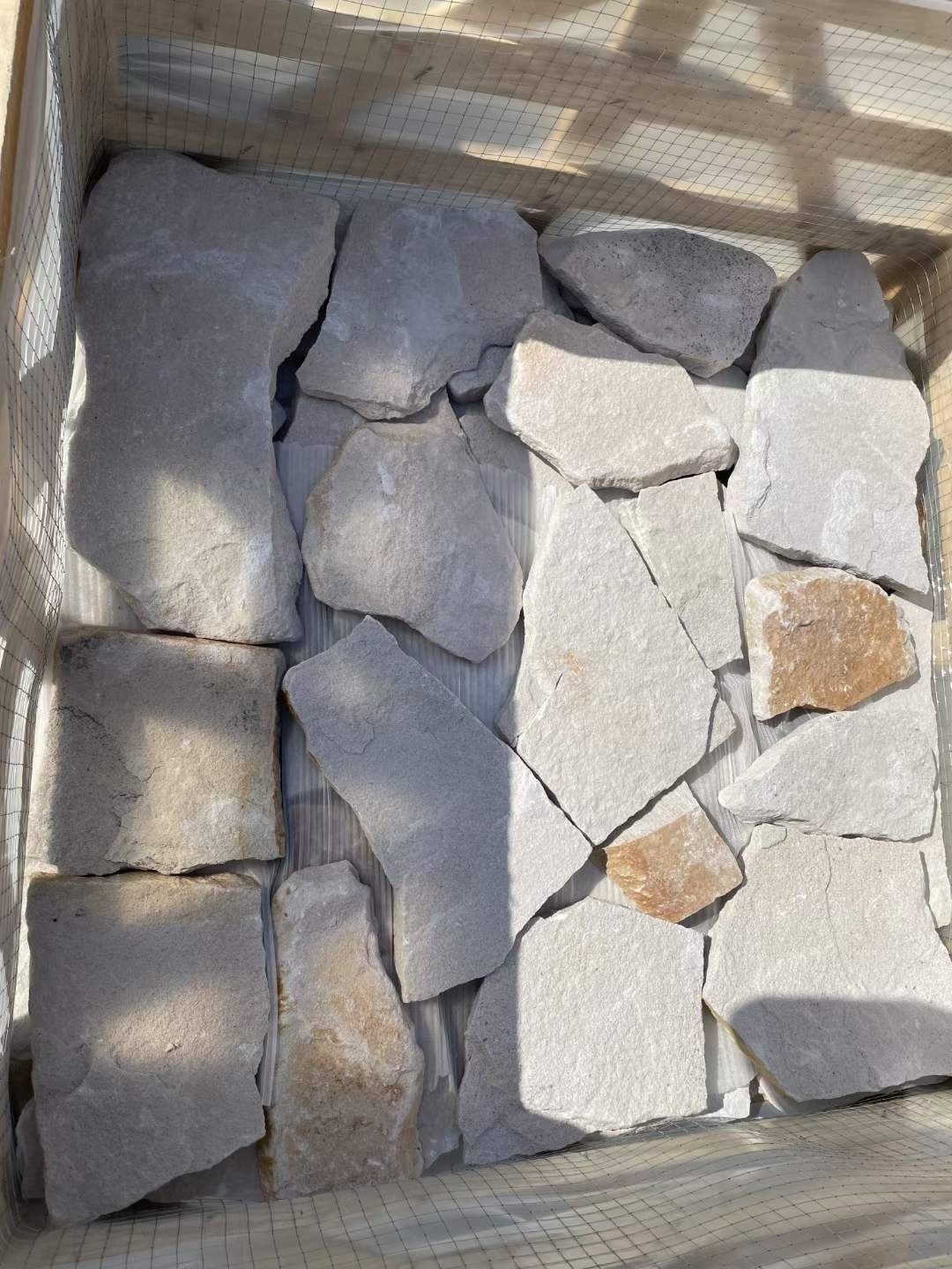 Exterior White Sandstone Random Loose Stone  Wall Cladding