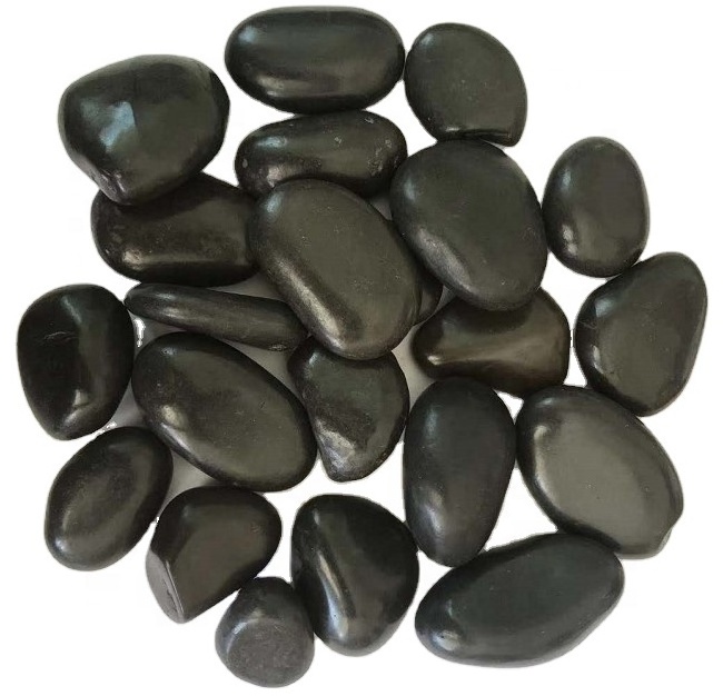 Black color mexican beach polished landscaping river pebbles for garden path