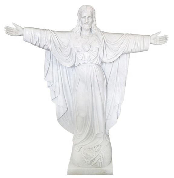 Famous Church Sculpture Life Size Natural White Marble Jesus Statues On Cross