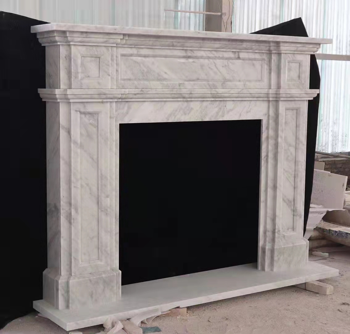 Carved fireplace stone marble fireplace mantel