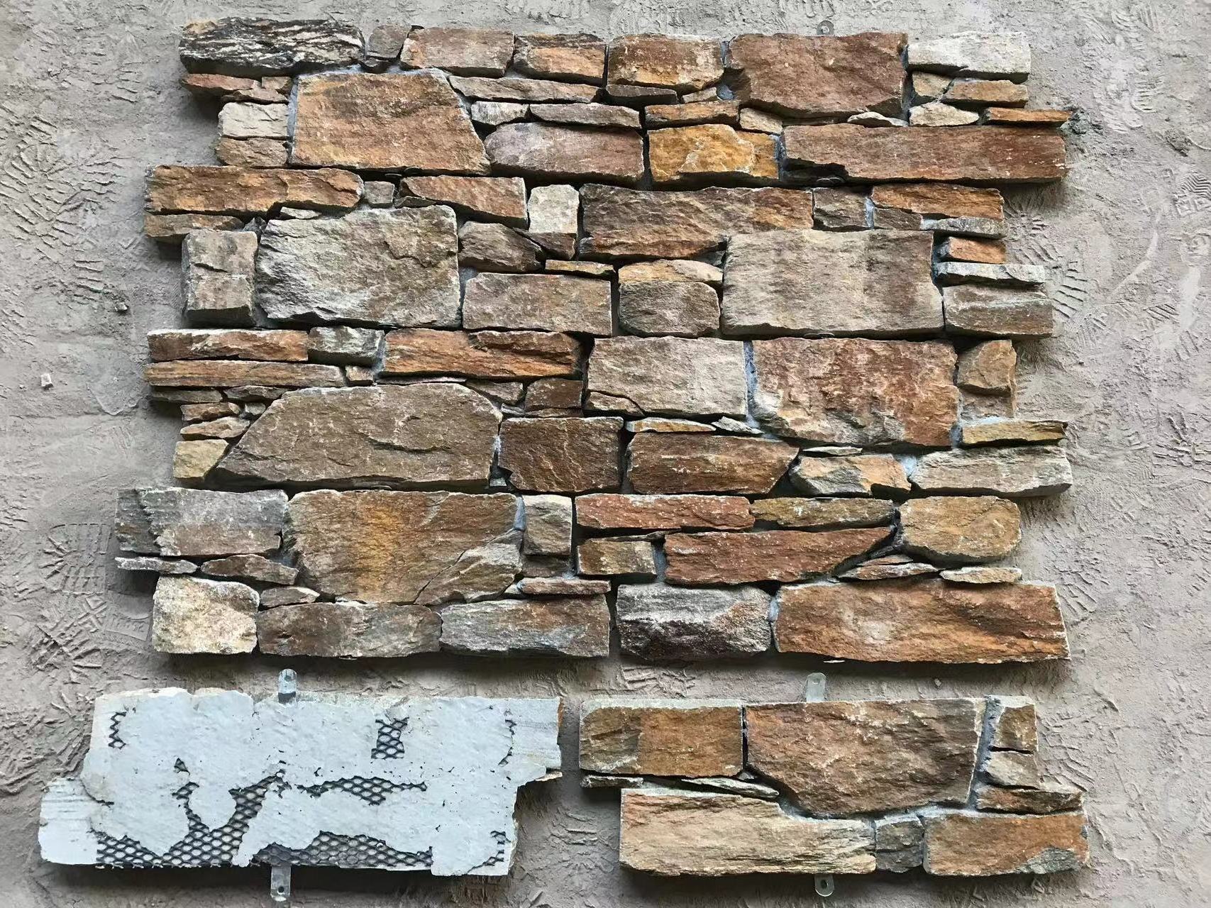 outdoor natural quartzite stacked stone panel wall cladding