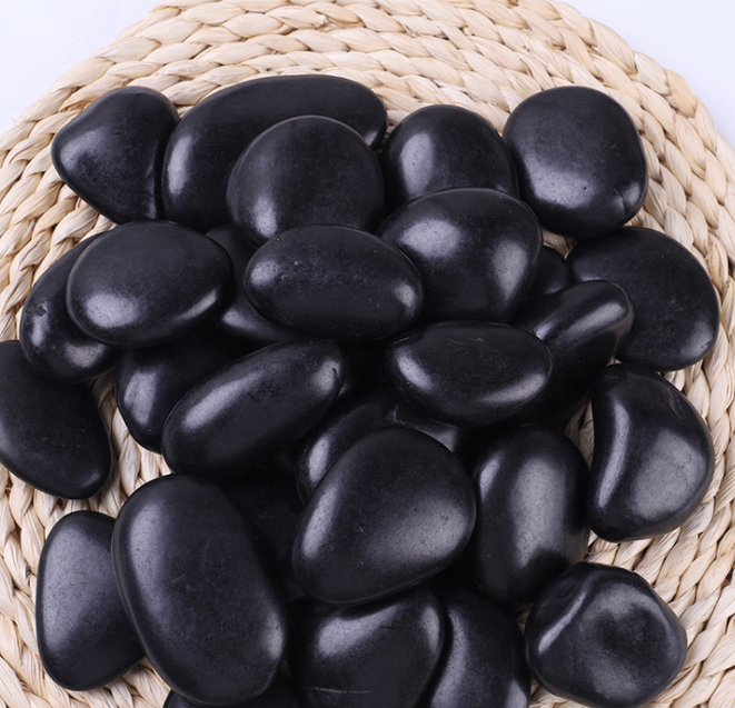 Black color mexican beach polished landscaping river pebbles for garden path