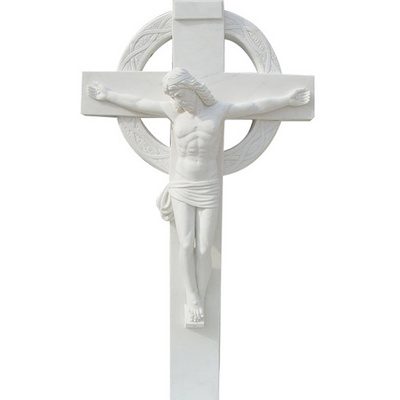 Famous Church Sculpture Life Size Natural White Marble Jesus Statues On Cross