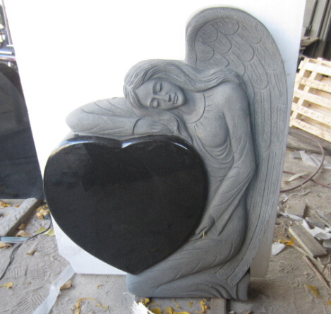 monument customized style natural marble stone angle sculpture  stone tombstone/angel headstones