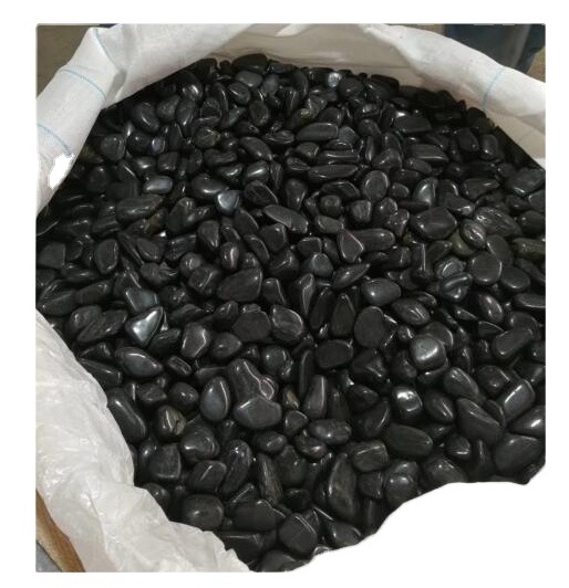 Black color mexican beach polished landscaping river pebbles for garden path