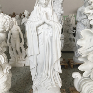 High polished life size white Marble Virgin Mary statue