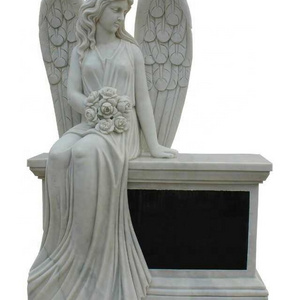 monument customized style natural marble stone angle sculpture  stone tombstone/angel headstones