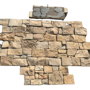 Fireplace Surround Decorative Beige Brown Stacked Stone Veneer Cladding