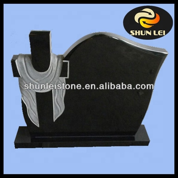 customized single tombstone cheap price natural black granite headstone competitive price