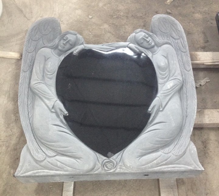 Heart shaped black granite monument headstones tombstone for graves