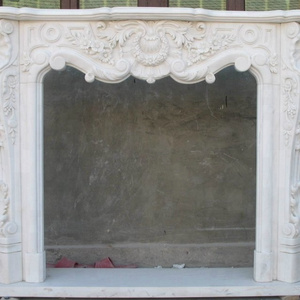 Pure White Marble Sculptured Decoration Fireplace