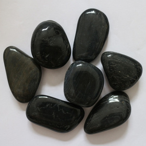 Black color mexican beach polished landscaping river pebbles for garden path