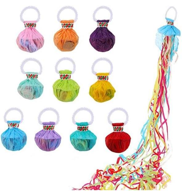 White Streamer Poppers Colorful Hand Throw Streamer Poppers No Mess Confetti Poppers for Birthday Wedding Party Celebrations