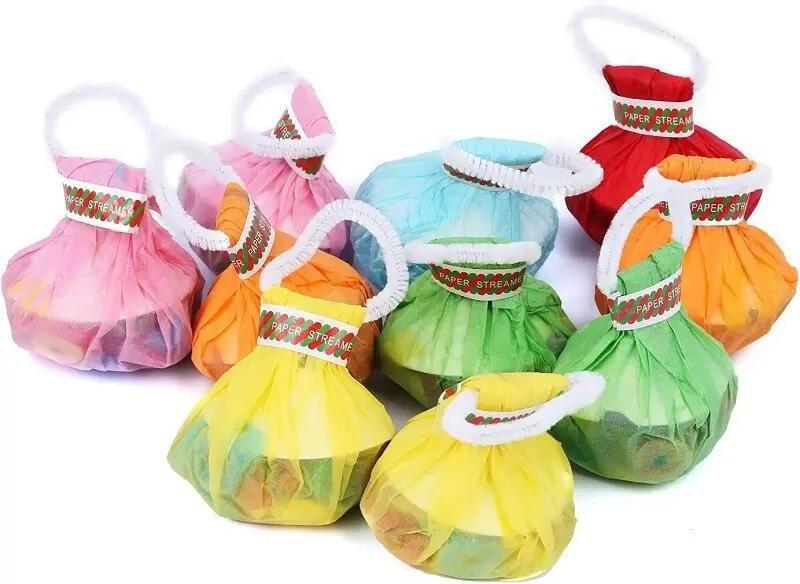 Eco Friendly Paper Streamer Poppers No Mess Paper Crackers Hand Throw Toy