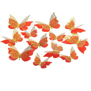 3D Butterfly Wall Decor Gold Butterfly Decorations for Birthday Party Cake Decorations Removable Stickers