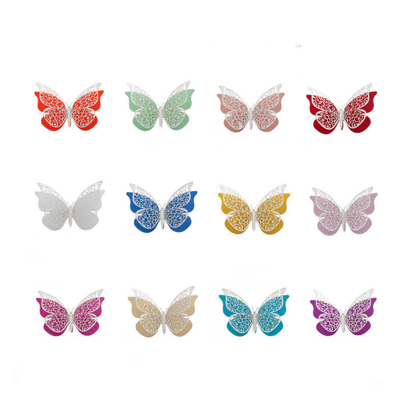 12 Pcs Butterfly Wall Decor Decals Double Layers Butterfly for Home Party Decorations Decals Stickers