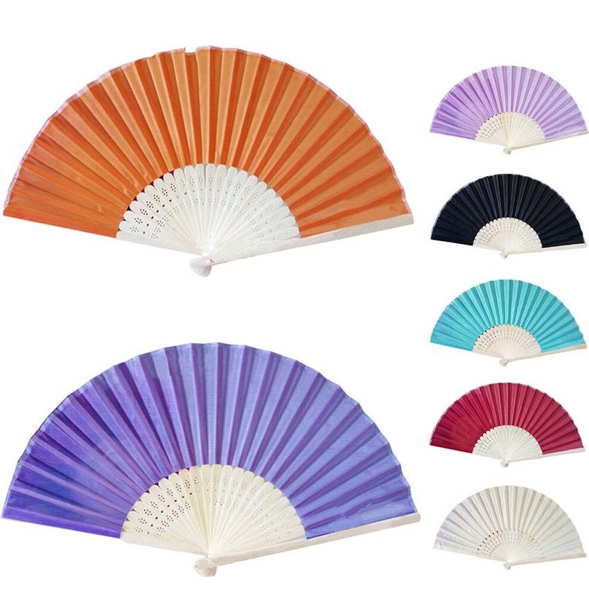 Shunli frame paper wooden hand fan folding paper spanish hand fan natural bamboo frame paper hand fan