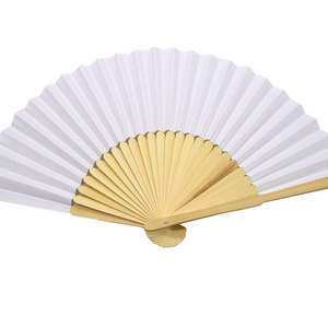 Shunli frame paper wooden hand fan folding paper spanish hand fan natural bamboo frame paper hand fan