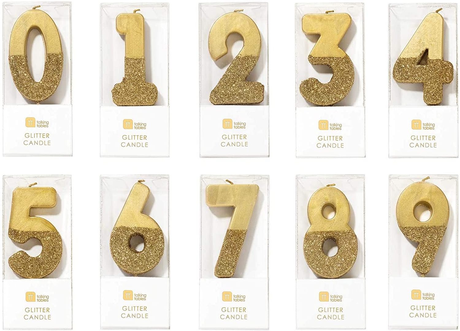 Birthday Number Candles, Gold Glitter Number Candle Cake Topper Shell Sequins Cake Numeral Candles for Birthday