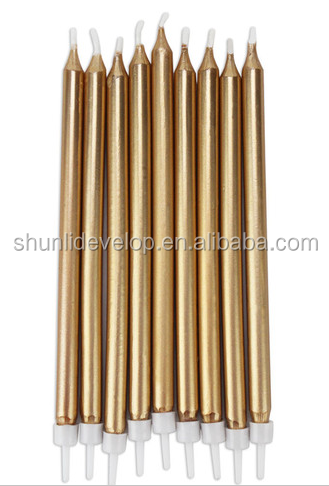 24pcs Gold Metallic Birthday Candles, Birthday Cake Candles Long Thin Candles for Birthday Parties, Wedding Decorations