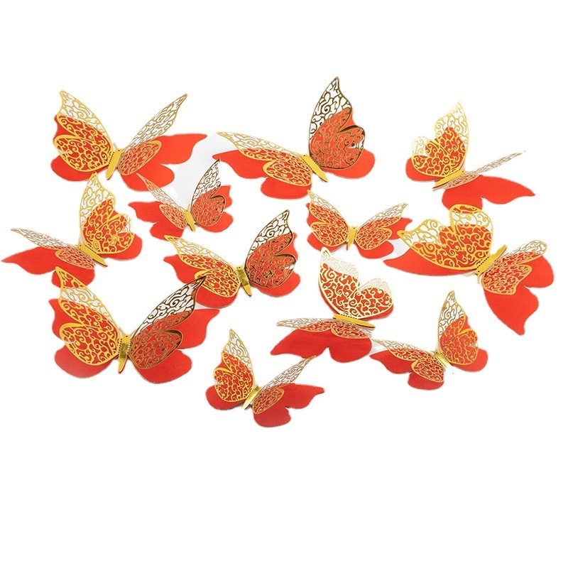 12 Pcs Butterfly Wall Decor Decals Double Layers Butterfly for Home Party Decorations Decals Stickers