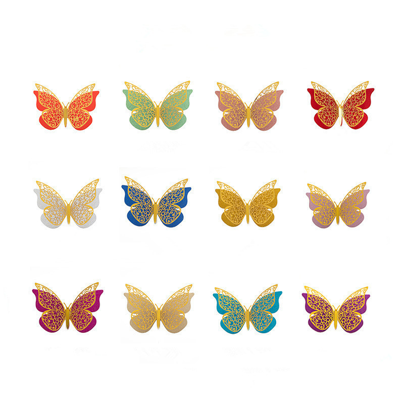 12 Pcs Butterfly Wall Decor Decals Double Layers Butterfly for Home Party Decorations Decals Stickers