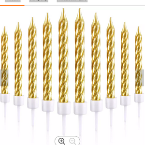 24pcs Gold Metallic Birthday Candles, Birthday Cake Candles Long Thin Candles for Birthday Parties, Wedding Decorations