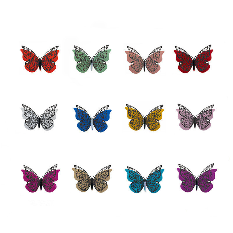 12 Pcs Butterfly Wall Decor Decals Double Layers Butterfly for Home Party Decorations Decals Stickers