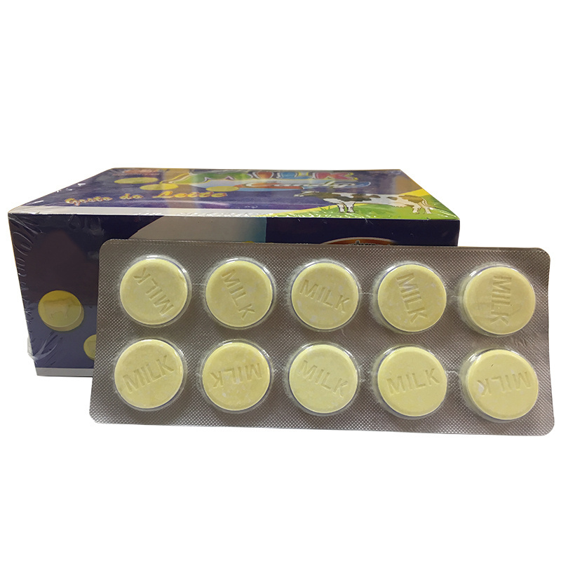 cheap 10pcs Round Shape Milk Tablet candies and sweets,cow dry eat milk taste press tablet candy