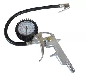 Heavy duty Dial car tire inflator gun gauge With Flexible Hose tyre pressure test gauge for car