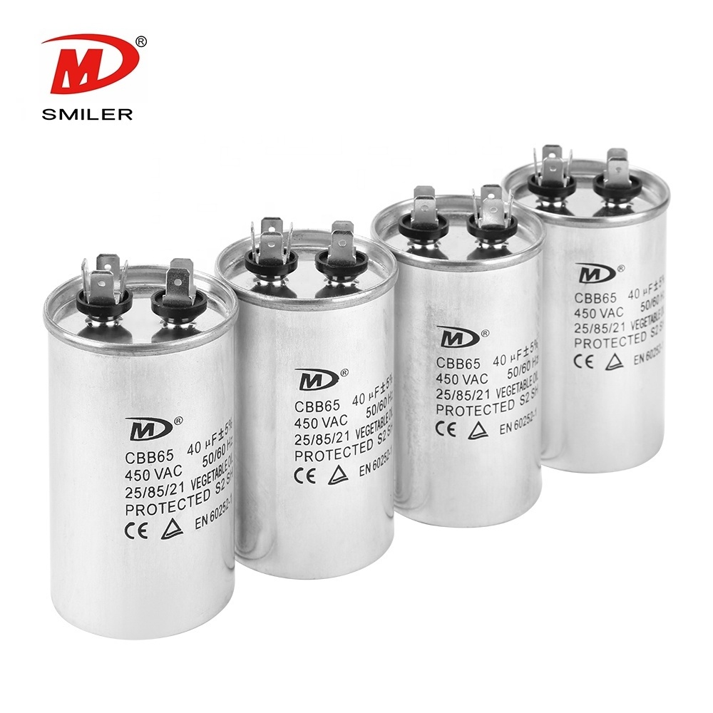 Smiler cbb65 ac capacitor 155j 450v starting capacitor china en60252 capacitor manufacture