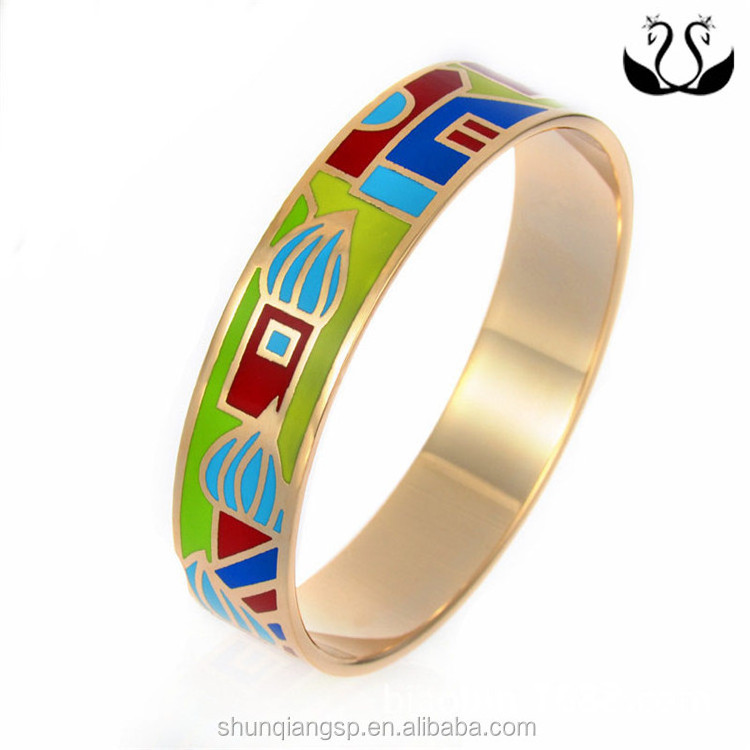 Wholesale Fashion Enamel Cloisonne Women Stainless Steel Bracelet