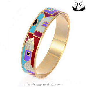 Wholesale Fashion Enamel Cloisonne Women Stainless Steel Bracelet