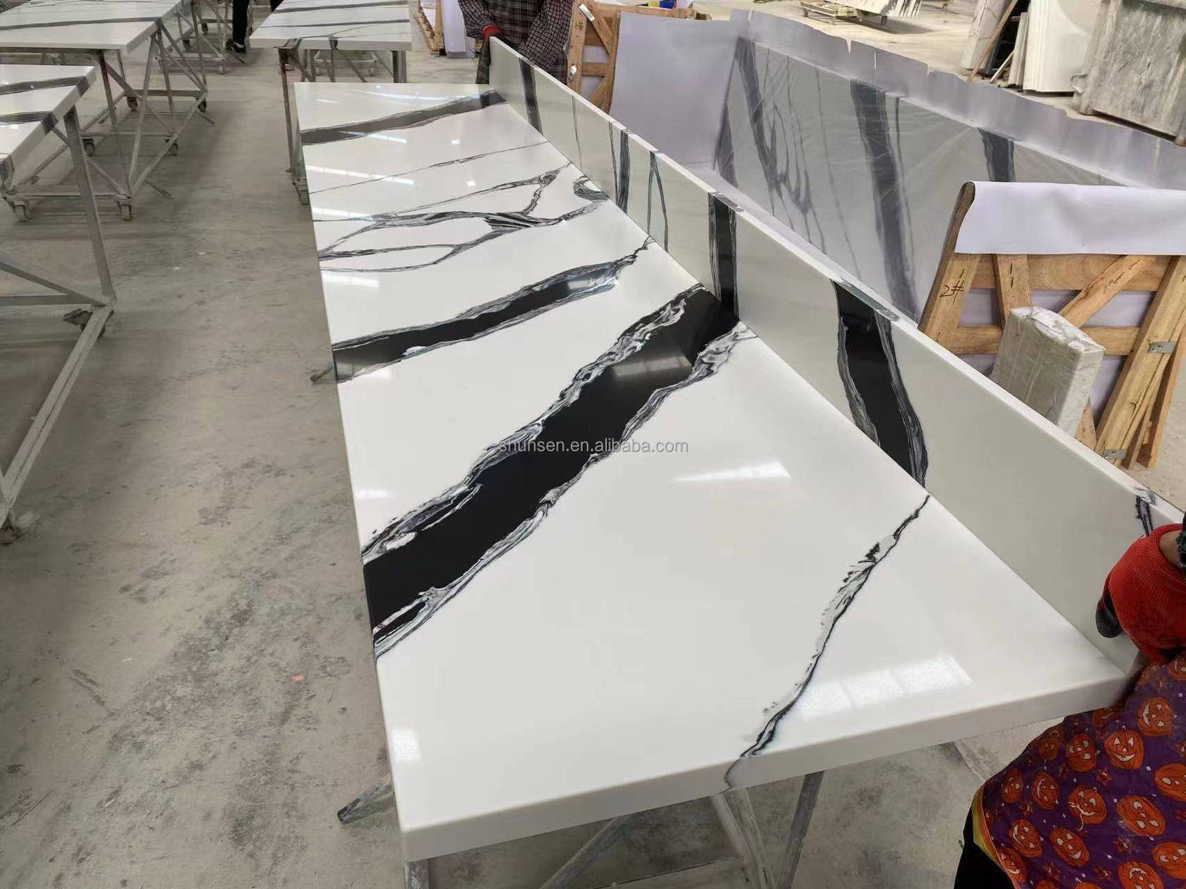 White Calacatta Artificial Engineered Stone Artificial Quartz Stone Slabs for Kitchen&Vanity Tops