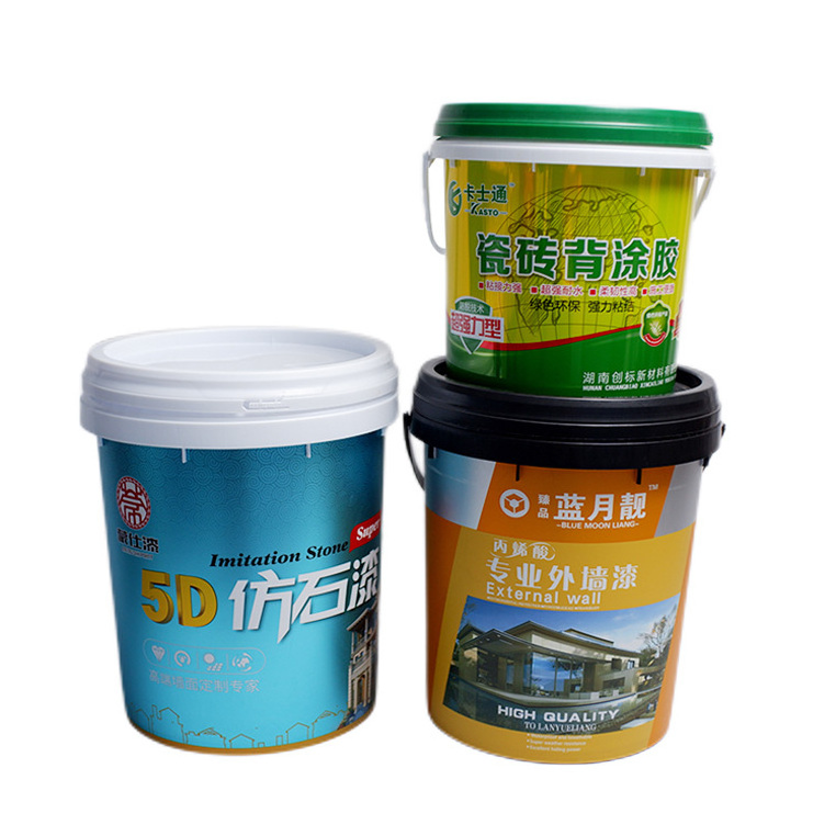 Custom IML Printing 5 Gallon Plastic Buckets 10l Cement Paint Chemical White Pail 20l Plastic Round Bucket Set