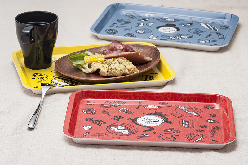 Custom Printed Hotel Melamine Plastic Tray Food Grade Melamine Serving Trays